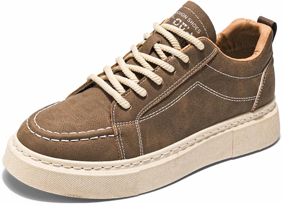 

Мужские модные кеды VAXAV с низким верхом из искусственной кожи для скейтборда, прогулок и вождения, коричневый