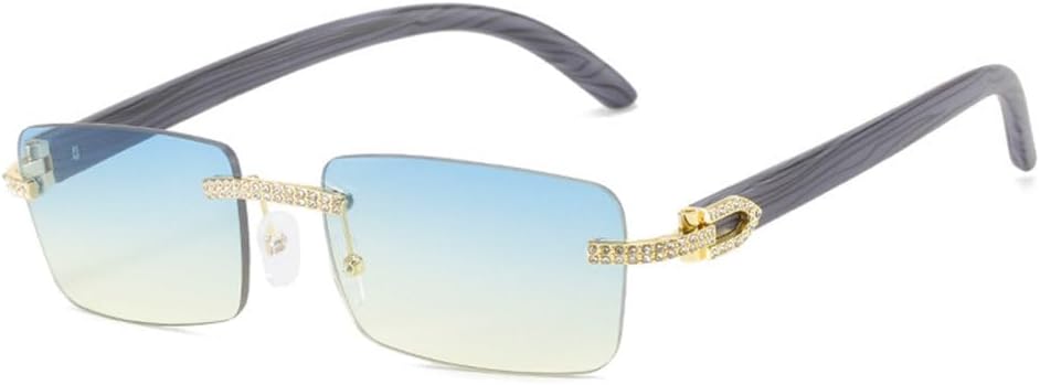 

Винтажные солнцезащитные очки с бриллиантами, без оправы, прямоугольные, роскошные, с градиентными линзами, в стиле ретро, ​​без оправы, защита от УФ-излучения UV400 LVTFCO, C05