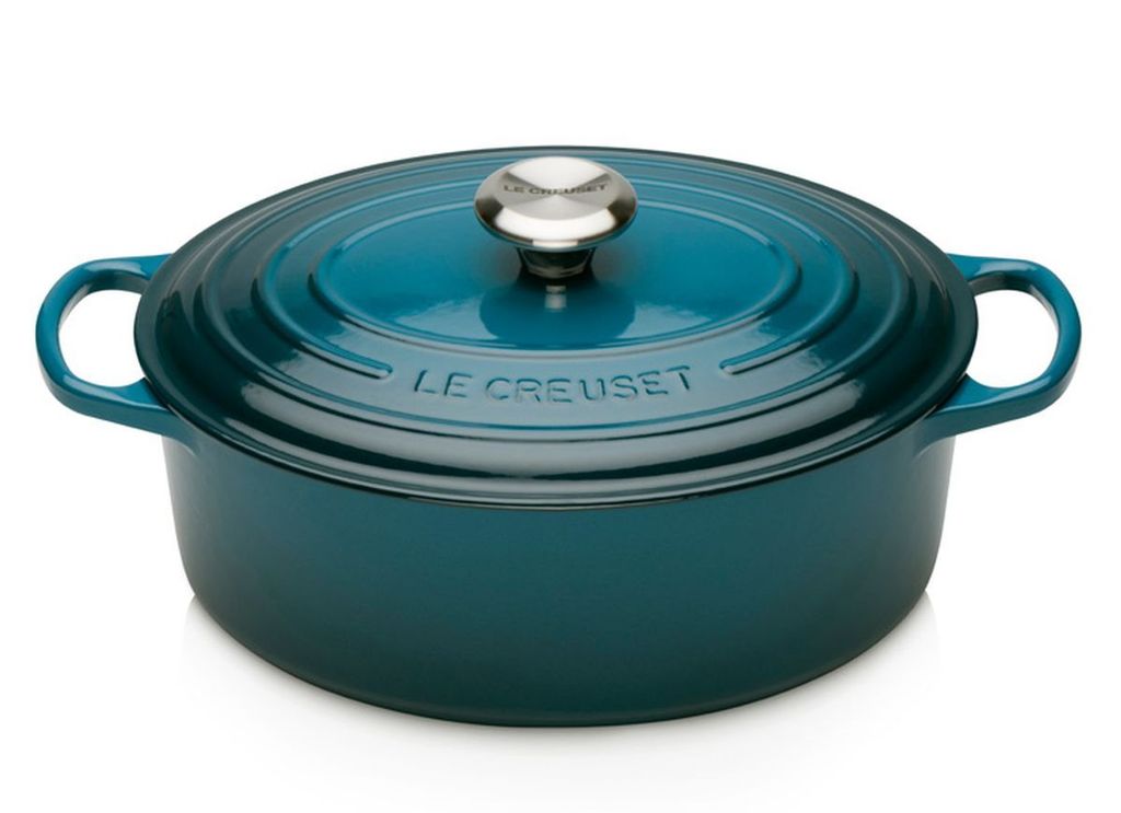 

Чугунная жаровня LE CREUSET глубиной 29 см, бирюзовый цвет, синий