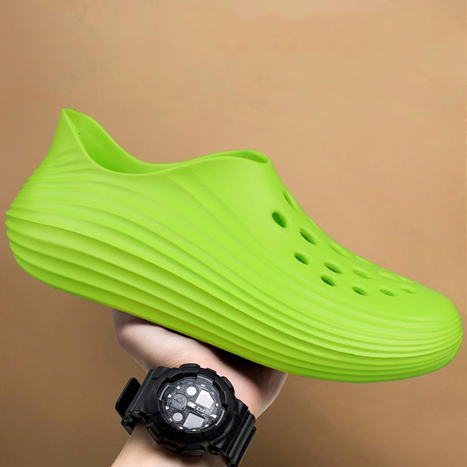Кроссовки Foam Runner для мужчин и женщин, без шнурков, с вырезами, в стиле Foam Runner, легкие, долговечные, из EVA, дышащие, мягкие тапочки-облака для мужчин и женщин Inkuil, зеленый — фото 3