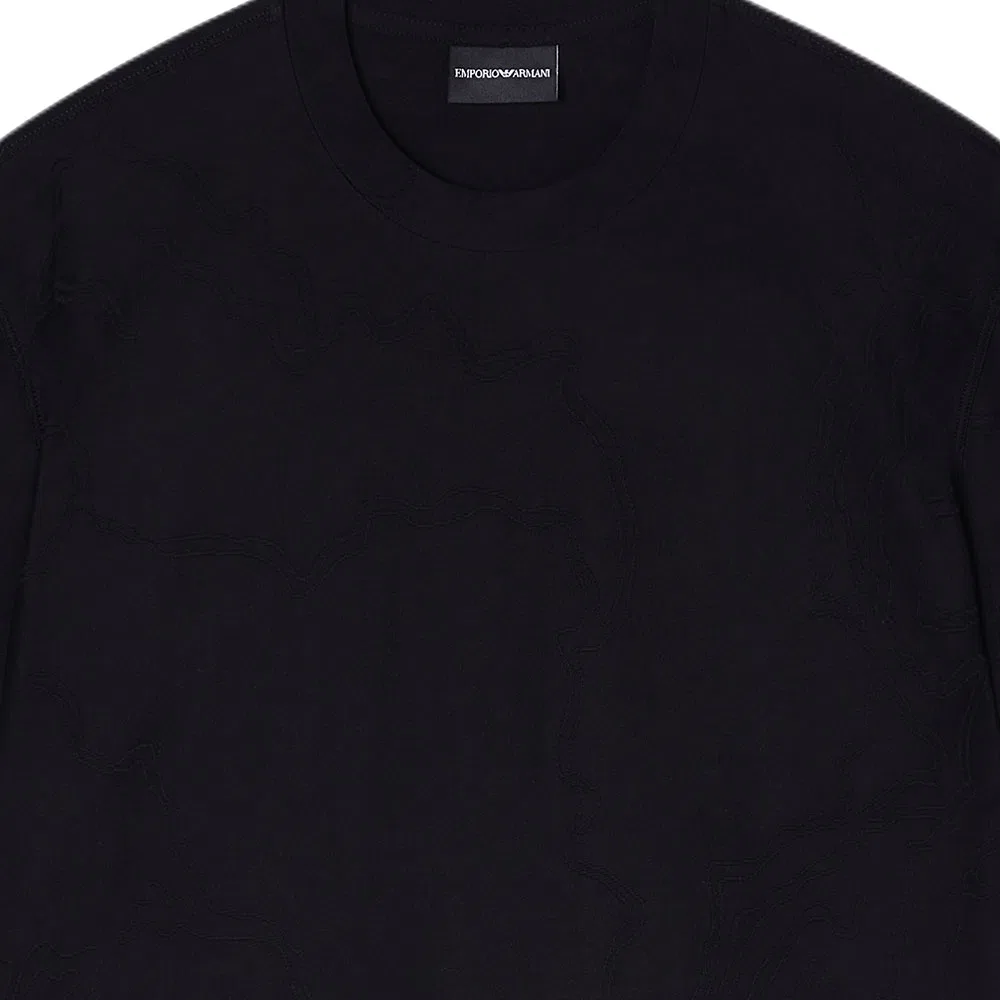 Футболка из шелкового джерси с трикотажной деталью EMPORIO ARMANI, Black — фото 3