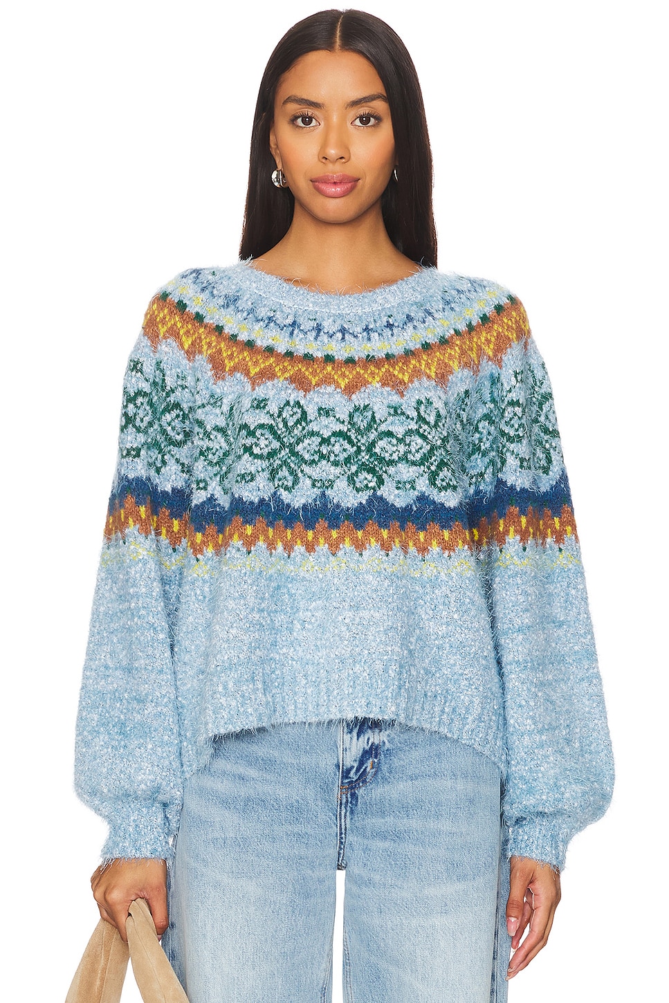 

Праздничный морозный свитер Free People, голубой