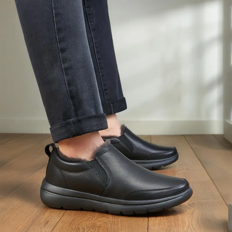 Devanro Повседневные кожаные туфли мужские low top черные — фото 4