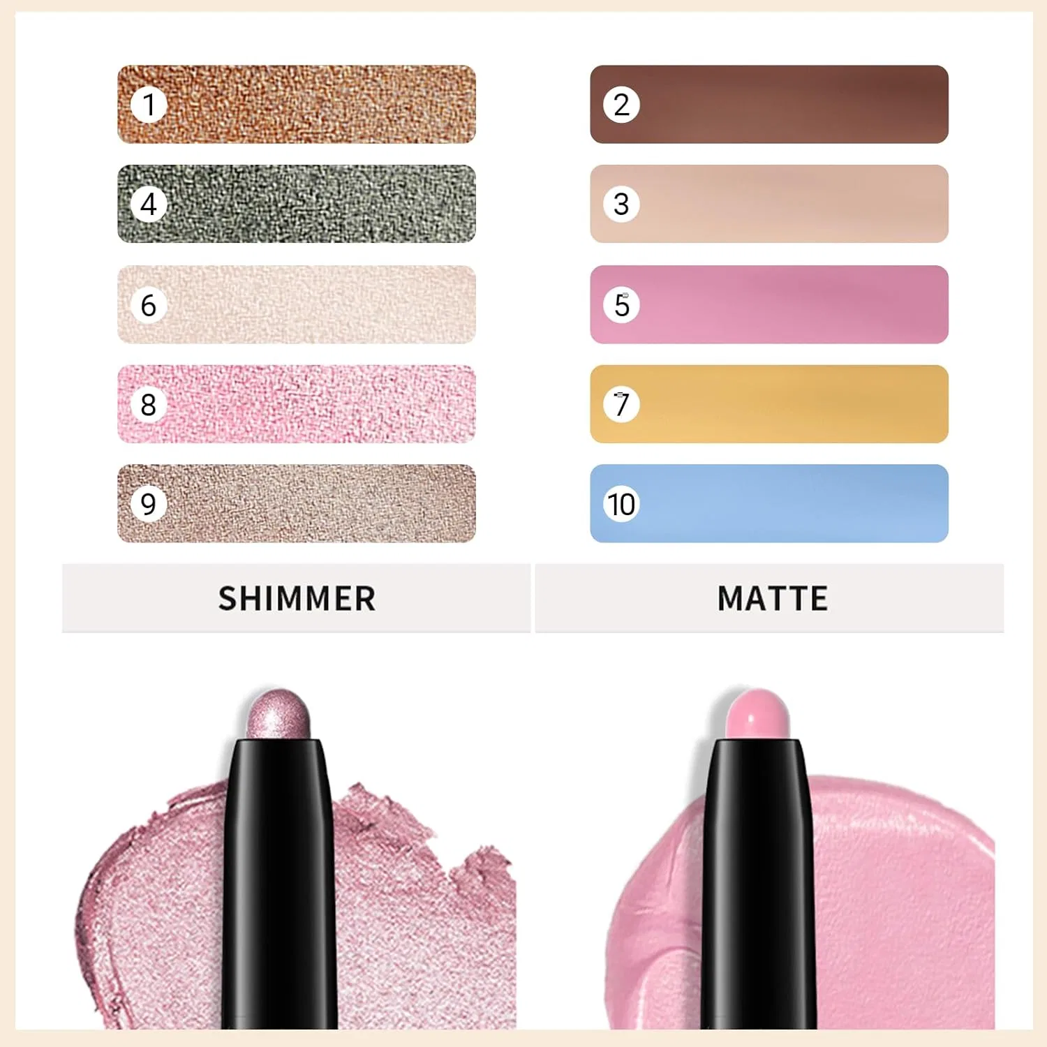 Водостойкий глиттерный карандаш для век Erinde Pink Shimmer Erinde, #08 Fancy Shimmer — фото 3