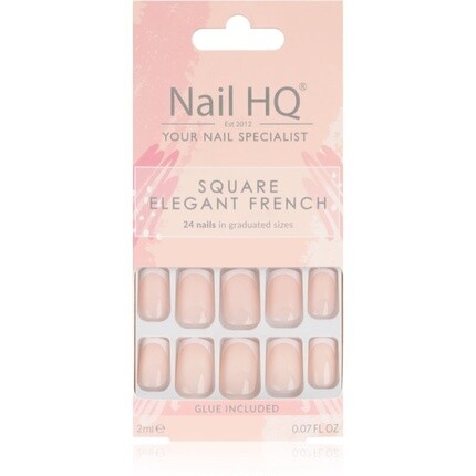 

Nail HQ Элегантные французские квадратные накладные ногти — 24 шт.