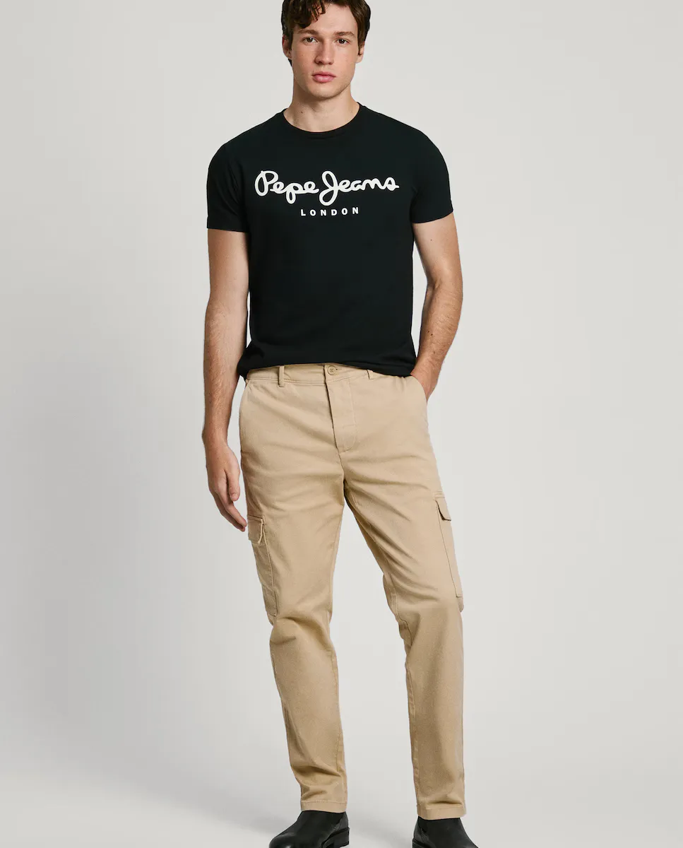 

Мужские брюки-карго приталенного кроя из твила Pepe Jeans, бежевый