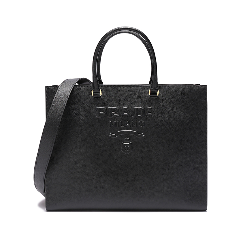 

Кожаная сумка тоут шоппер через плечо женская черная PRADA, Set (Bag+Dust Bag)