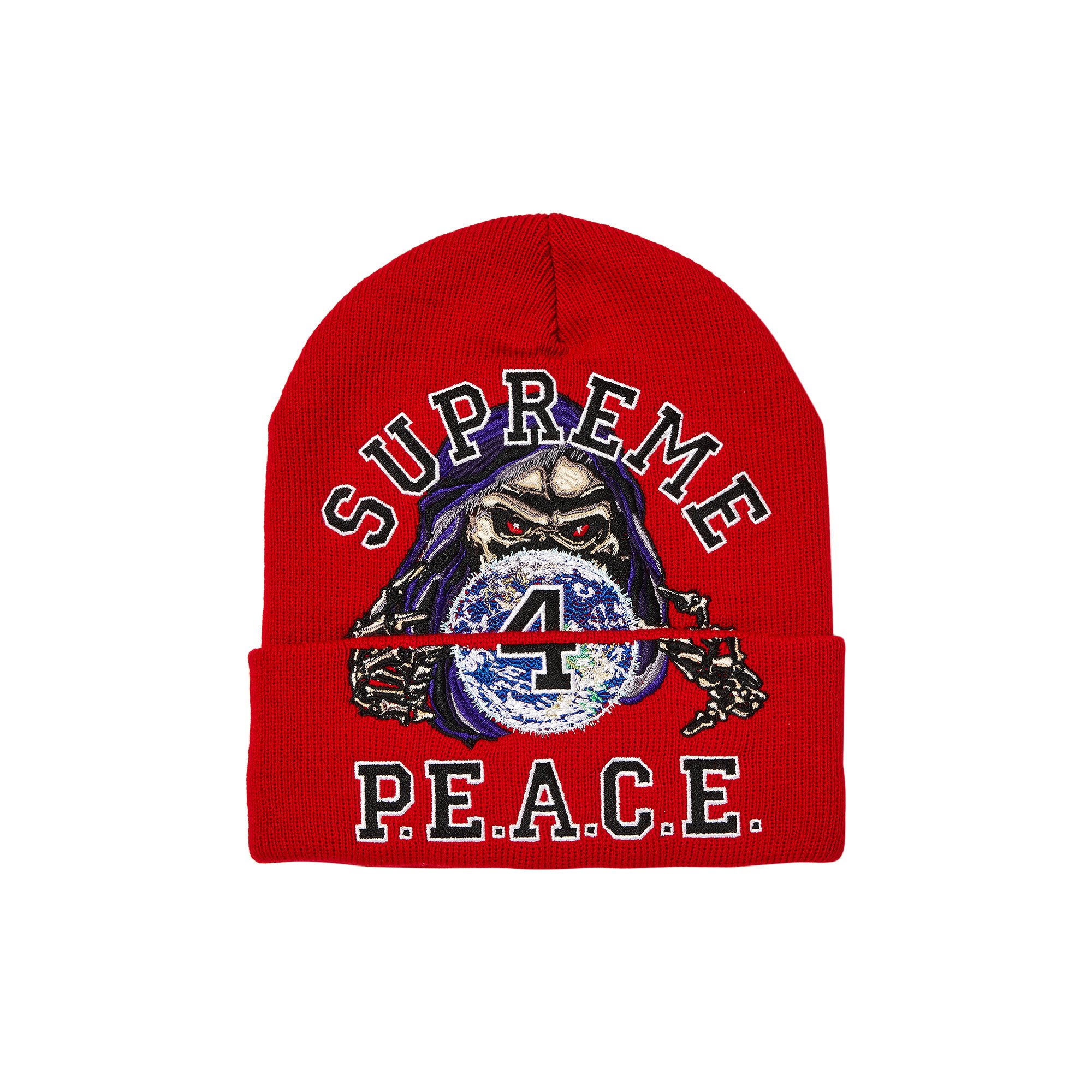 

Шапка-бини Supreme Peace с вышивкой, красная