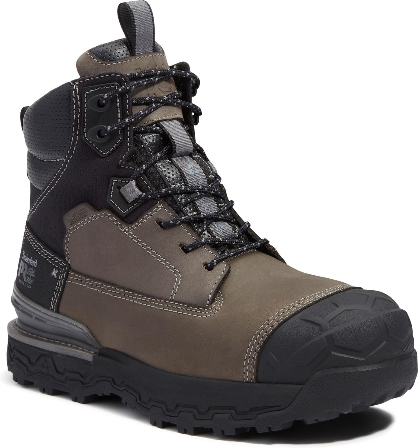 Мужские ботинки Timberland PRO 6 Boondock Ultralight с композитным носком, водонепроницаемые и противоскользящие, черный/серый — фото 2