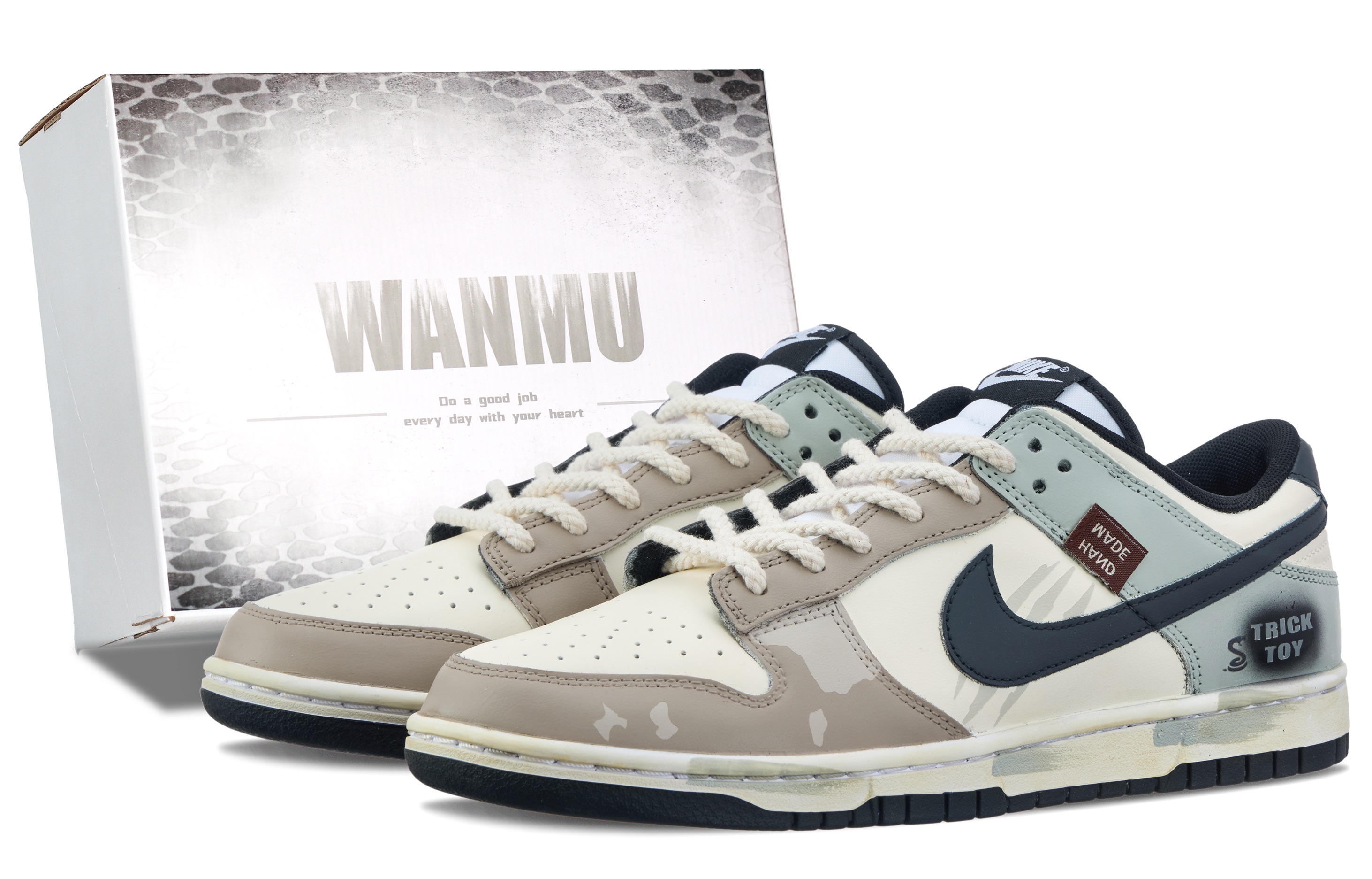 

Nike Кроссовки для скейтбординга Dunk Gray Shadow Graffiti, износостойкие, низкие, мужские, бежево-коричневые
