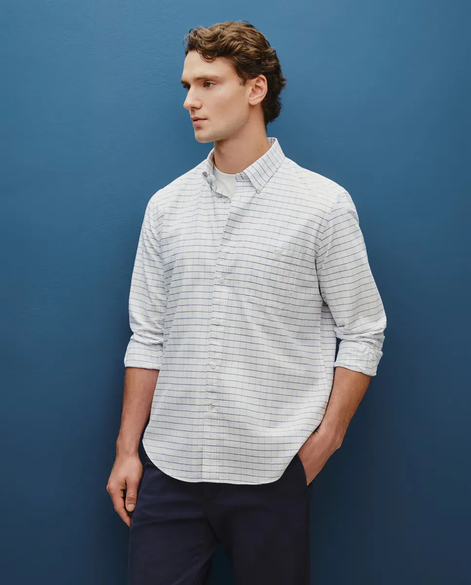 

Мужская оксфордская рубашка в клетку Dustin, цвет Celeste