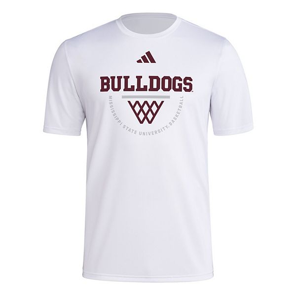 Мужская белая футболка mississippi state bulldogs basketball practice net arch pregame Adidas — фото 3