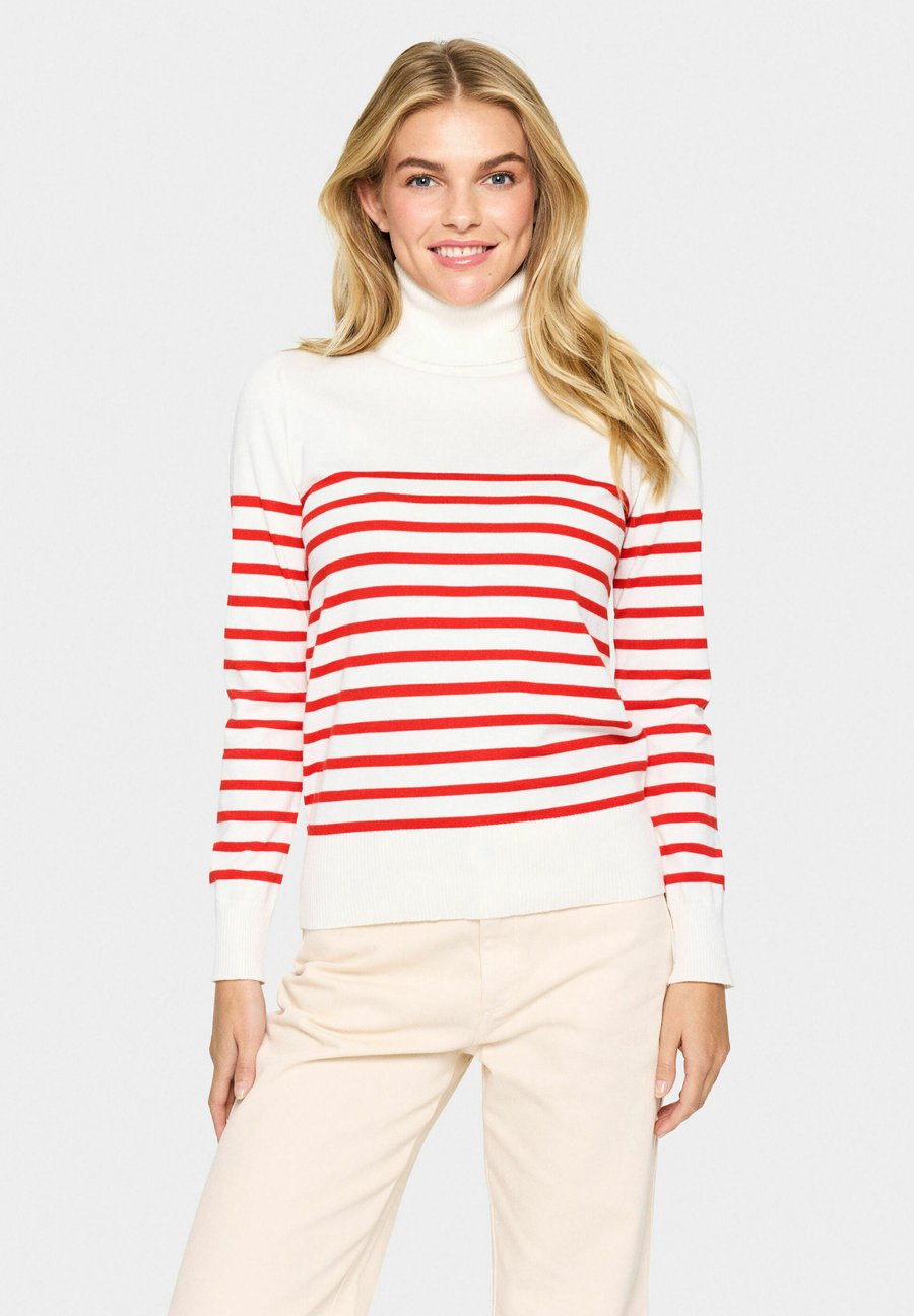 

Джемпер Saint Tropez MILASZ ST. ROLLNECK, Ice And F Scarlet Stripe/Light Red