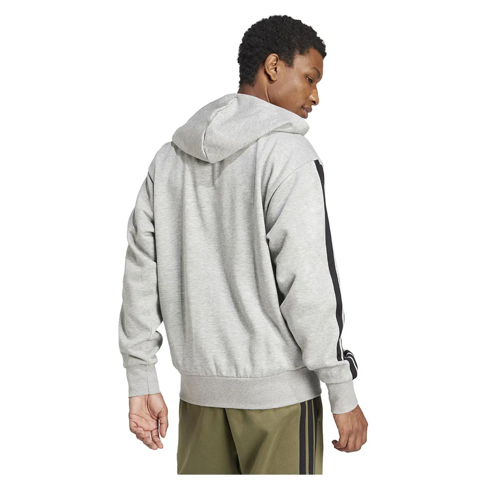 Толстовка adidas Essentials 3 Stripes Fleece full zip, серый — фото 2
