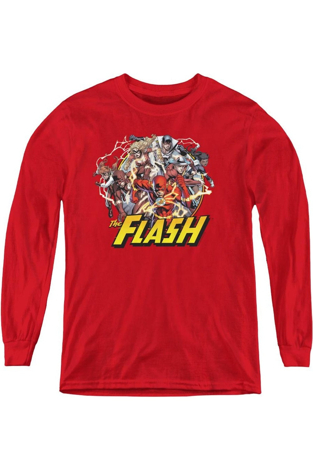 

Футболка с длинным рукавом для подростков "Семья Флэша" из Лиги Справедливости Америки Gildan, красный