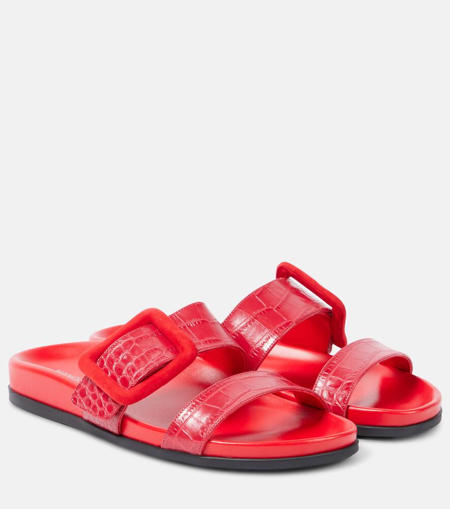 Майфу сандалии из кожи с эффектом крокодила Manolo Blahnik, 6204 Bred/6208 Bred