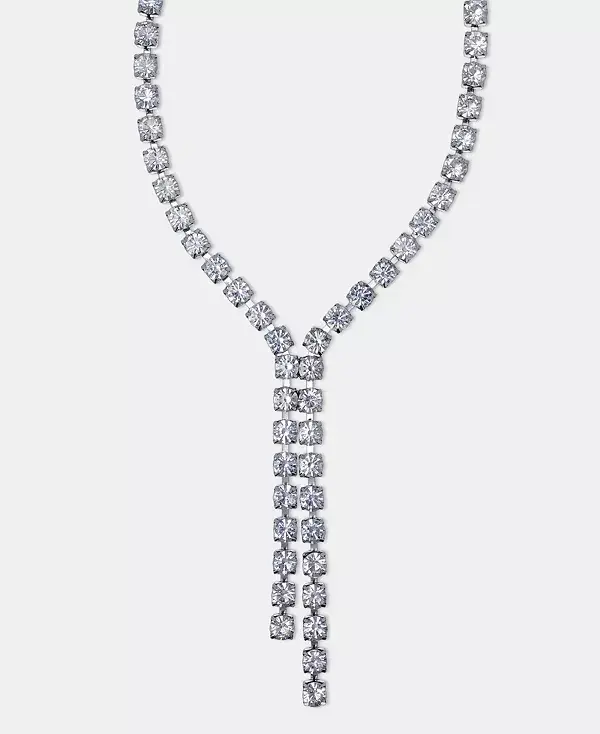 

Ожерелье-Лариат с кристаллами, 22-1/2 дюйма + удлинитель 3 дюйма, эксклюзивно в Macy's I.N.C. International Concepts, rhodium/crystal