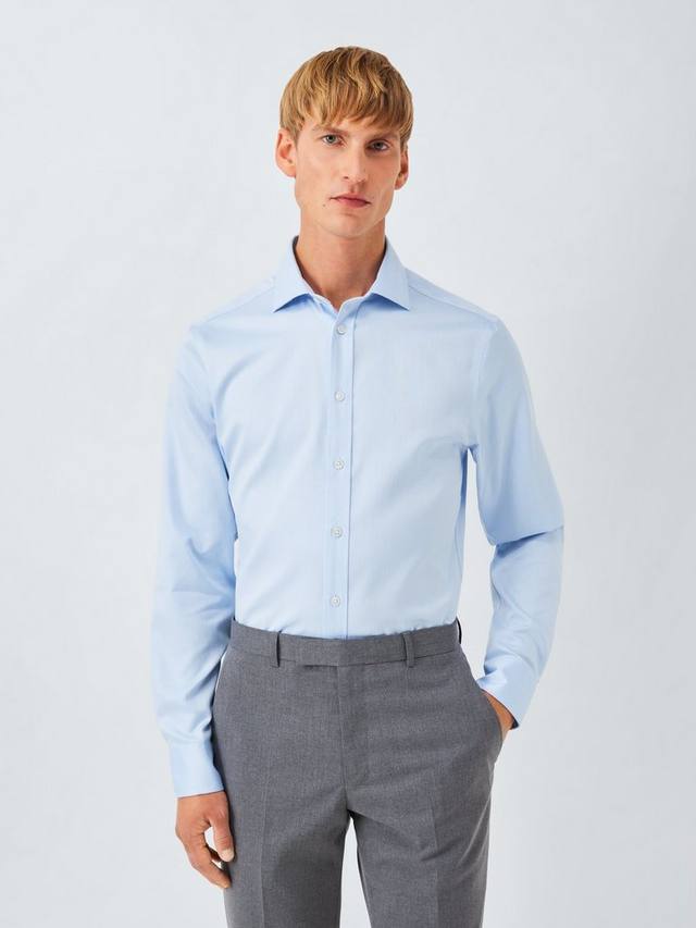 

Слим фит рубашка из ткани добби John Lewis, Blue