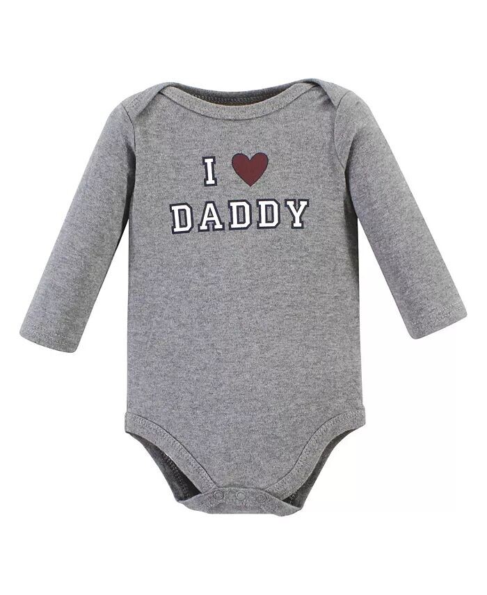 Хлопковые боди с длинными рукавами для маленьких мальчиков Daddy (5 шт.) Hudson Baby, серый — фото 2