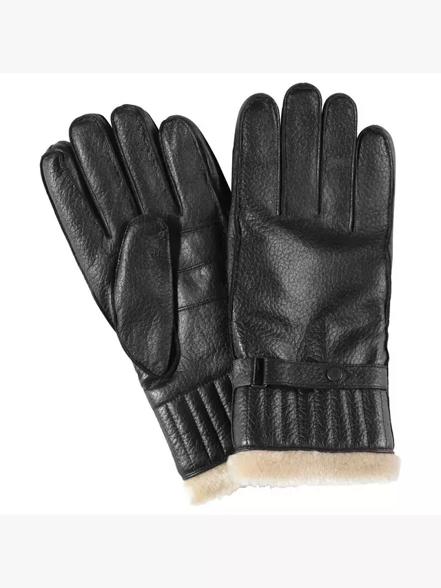 

Перчатки Barbour Leather with Faux Fur, черный