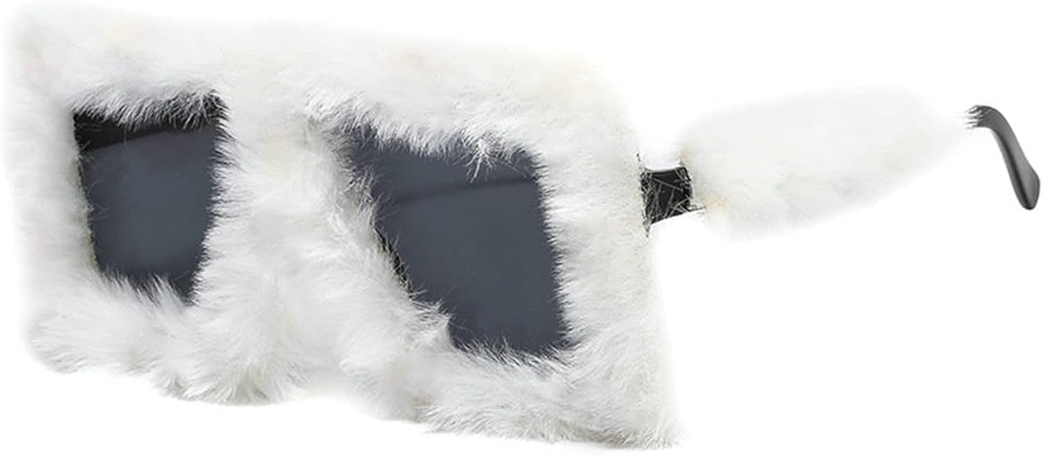 

Willochra — уникальные большие квадратные солнцезащитные очки для женщин и мужчин, мягкие, пушистые, для вечеринок и выпускных, женские, с защитой от УФ-излучения UV400, ручной работы, White