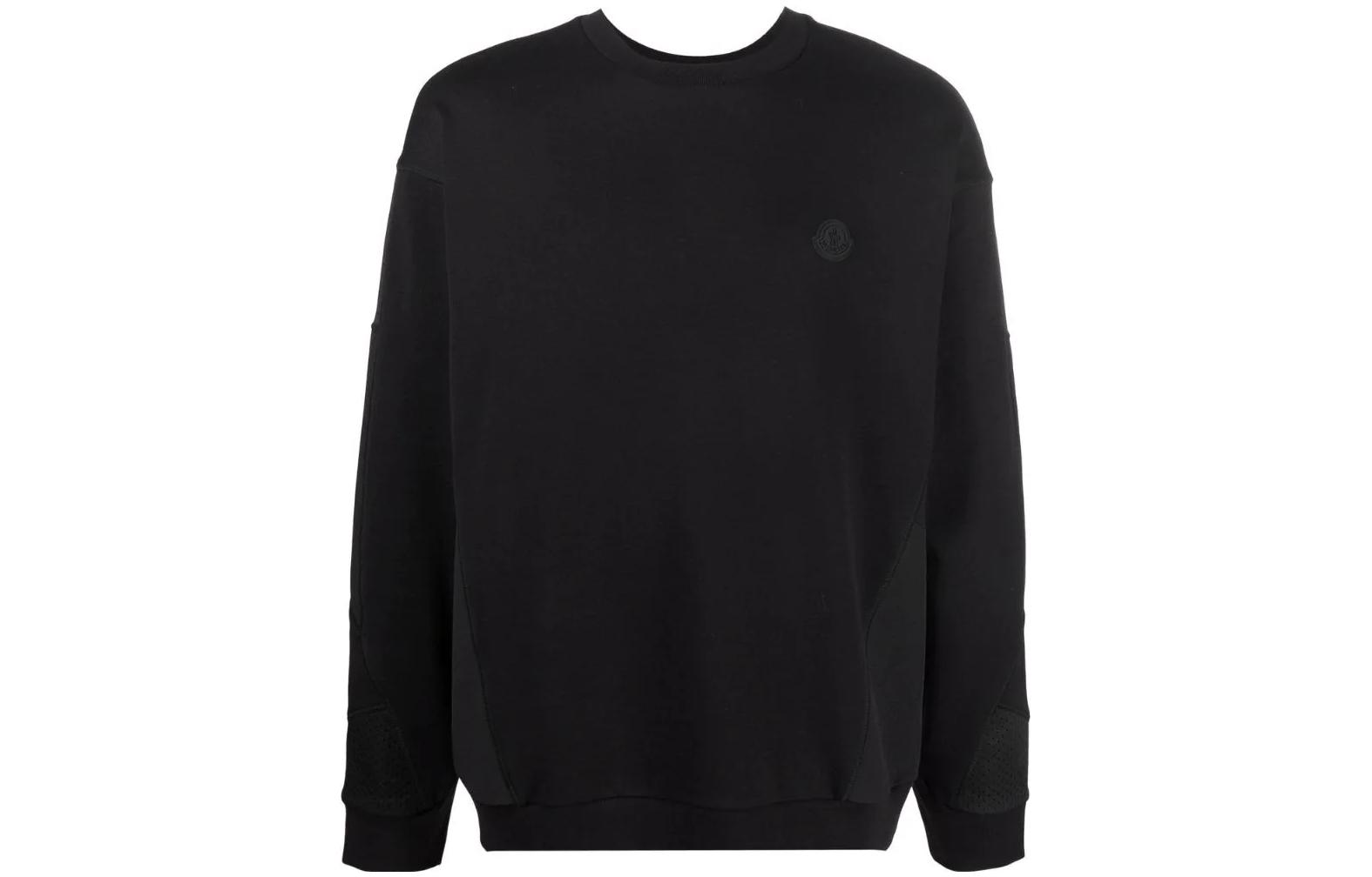 

Cotton Pullover Crewneck Sweatshirt Moncler, черный