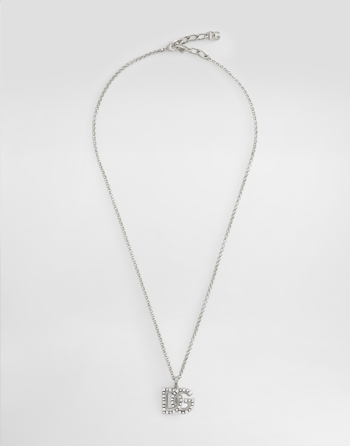 

Колье с изящными звеньями и логотипом dg, украшенным стразами Dolce & Gabbana, серебряный