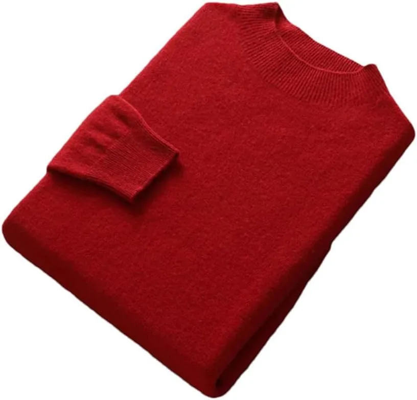 

Мужской свитер Hamthuit с высоким воротником, вязаный, с длинными рукавами, однотонный