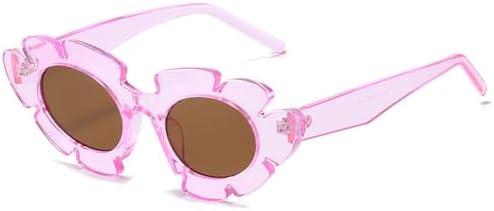 

Модные солнцезащитные очки конфетных цветов для женщин, ретро-очки в форме цветка, трендовые солнцезащитные очки для мужчин с защитой от УФ-излучения UV400 MTZJH, Purple Tea