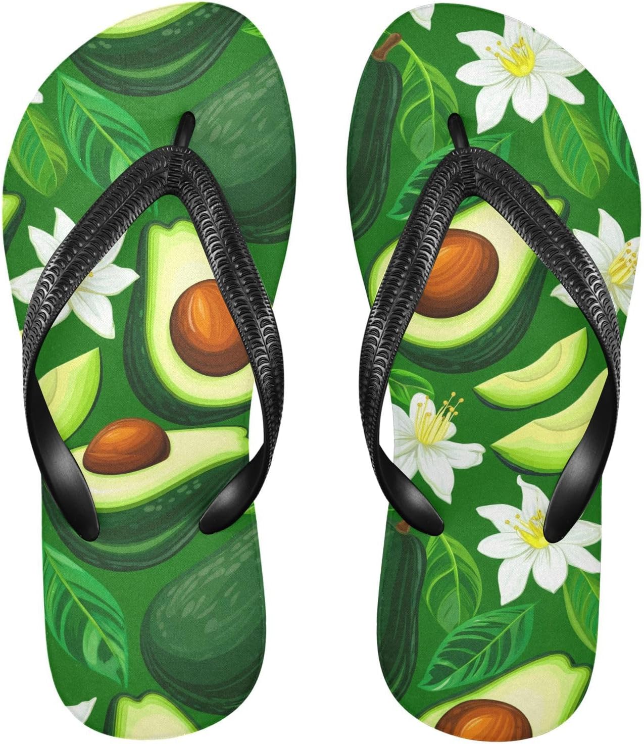 

Женские и мужские пляжные шлепанцы с цветком зеленого авокадо, резиновые нескользящие летние тапочки для душа и прогулки Sinestour