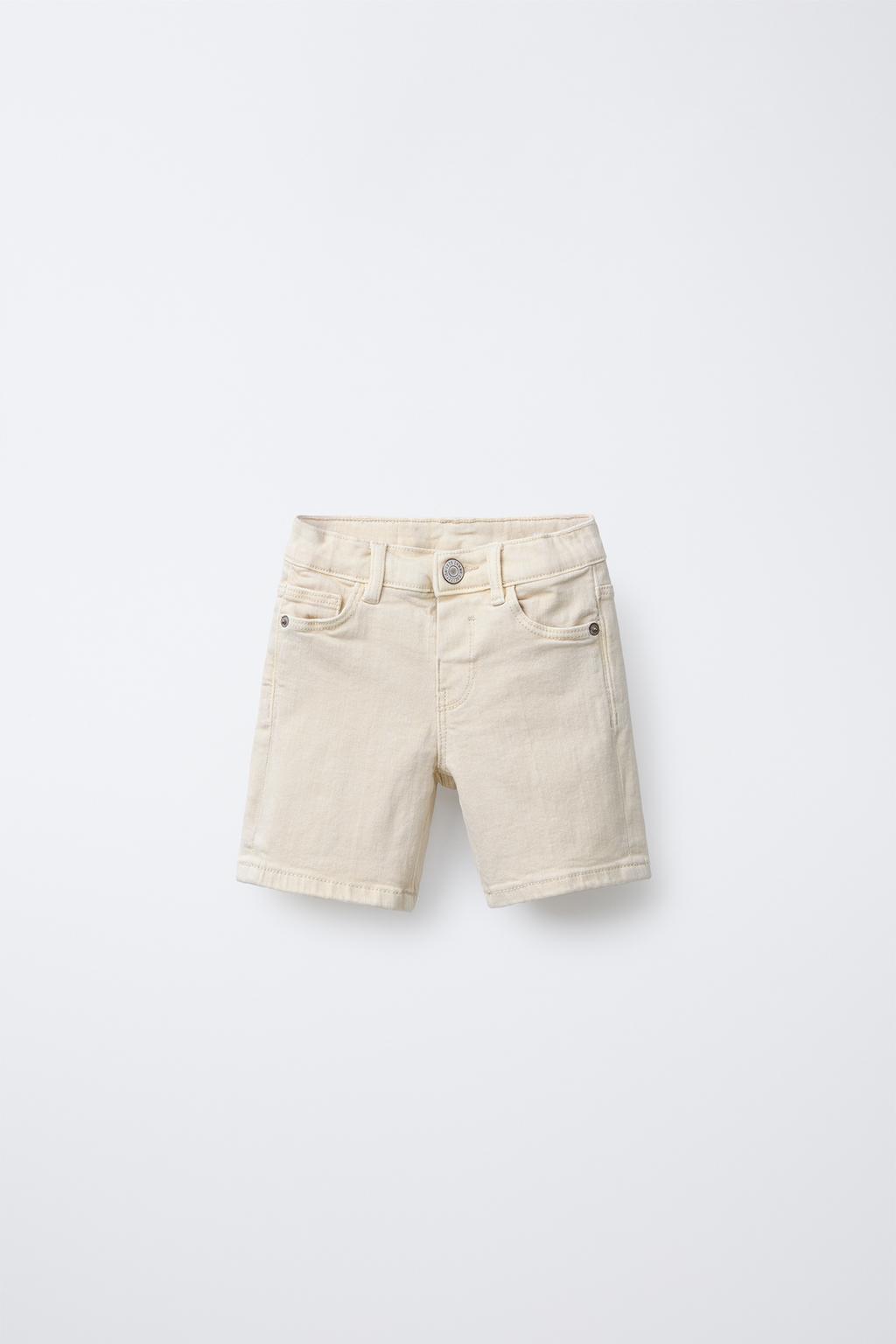 

Обычные саржевые шорты-бермуды ZARA, цвет Mid-ecru