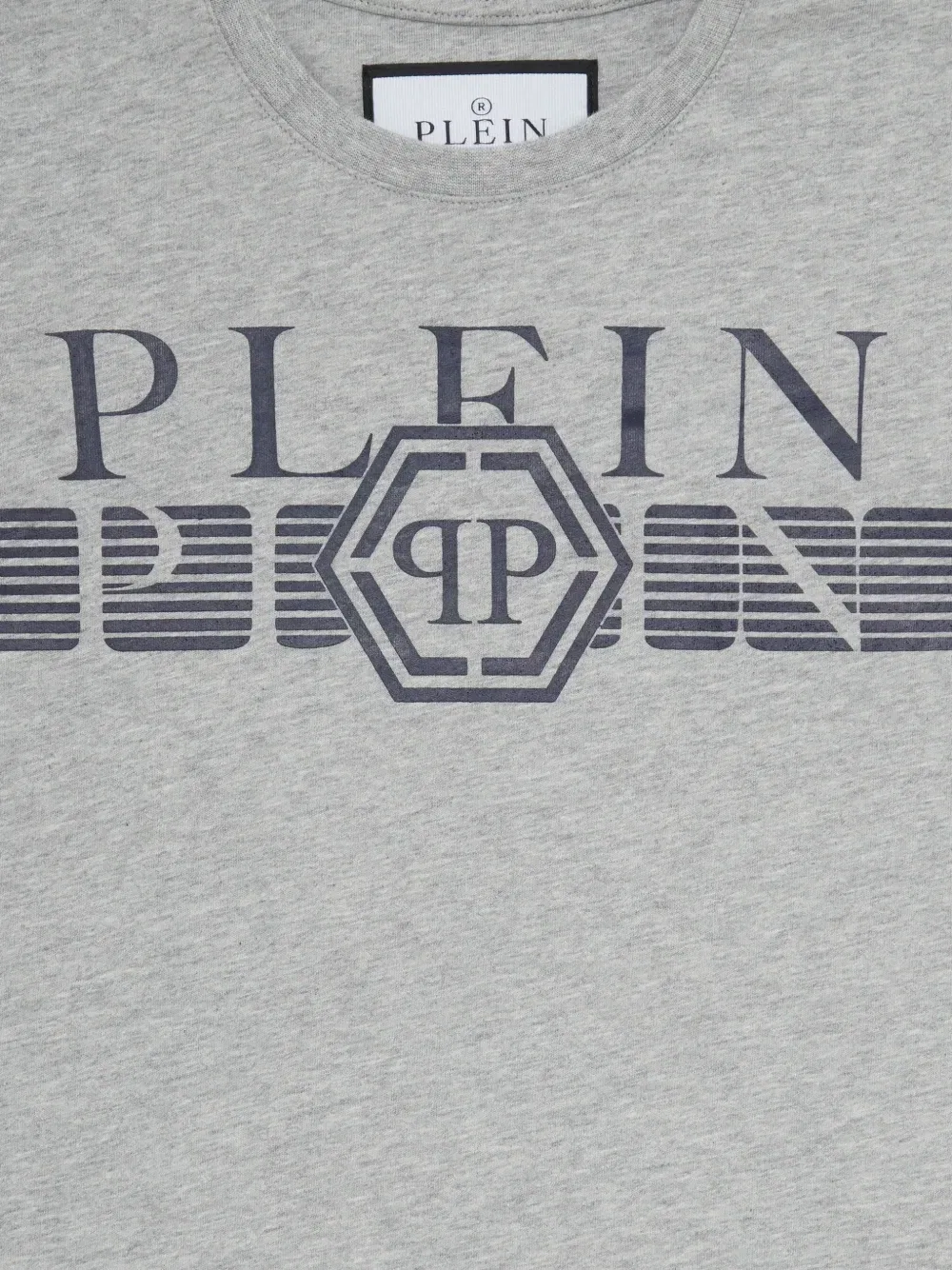 Футболка с круглым вырезом и принтом с логотипом бренда Philipp Plein Junior, серый — фото 3