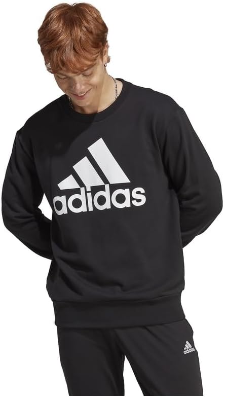 Мужская толстовка adidas ECR07 Sweat Essentials из французского махрового трикотажа с большим логотипом, черный — фото 4