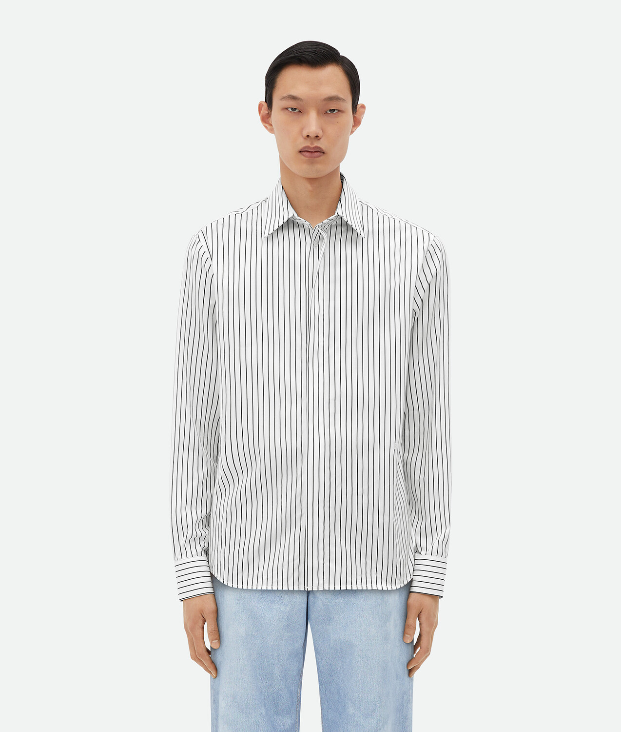 

Поплиновая рубашка в тонкую полоску Bottega Veneta, белый/черный