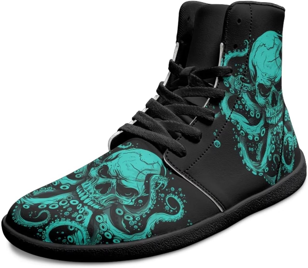 

Мужские высокие кроссовки с черепом, с широкой ноской, противоскользящие, повседневные, дышащие для ходьбы Xixirimido, Skull Octopus