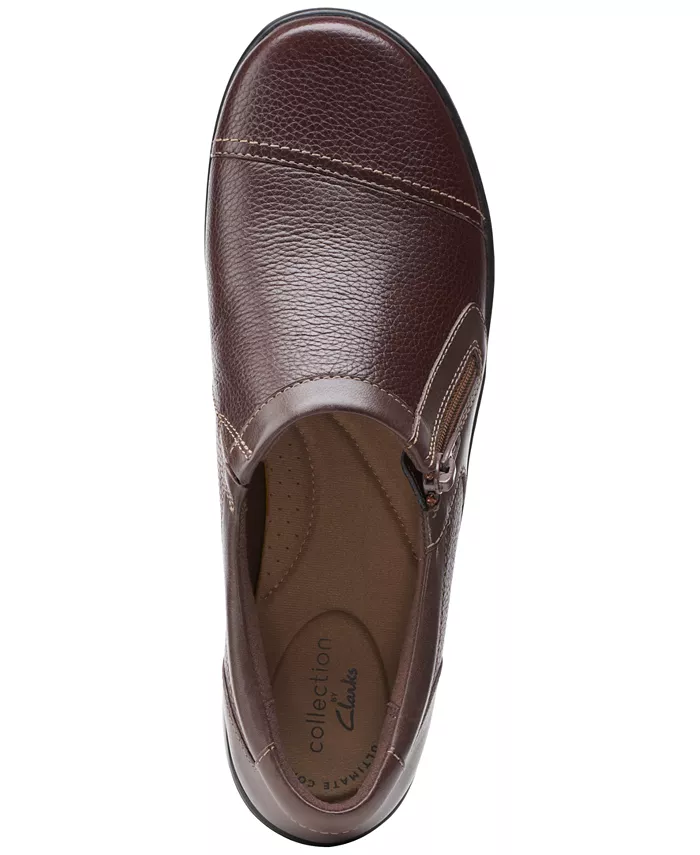 Женские удобные лоферы Cora Giny на молнии с мягкой стелькой Clarks, коричневый — фото 4