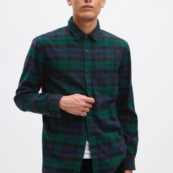 

Рубашка regular-fit из клетчатой фланели Gap, синий