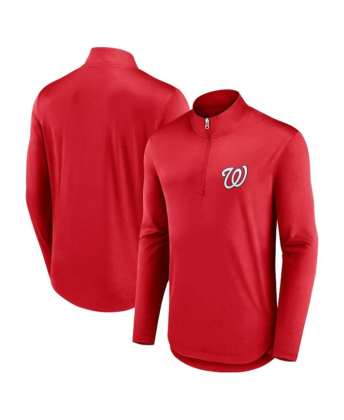 

Толстовка Men's Red Washington Nationals Quarterback Quarter-Zip Top Fanatics