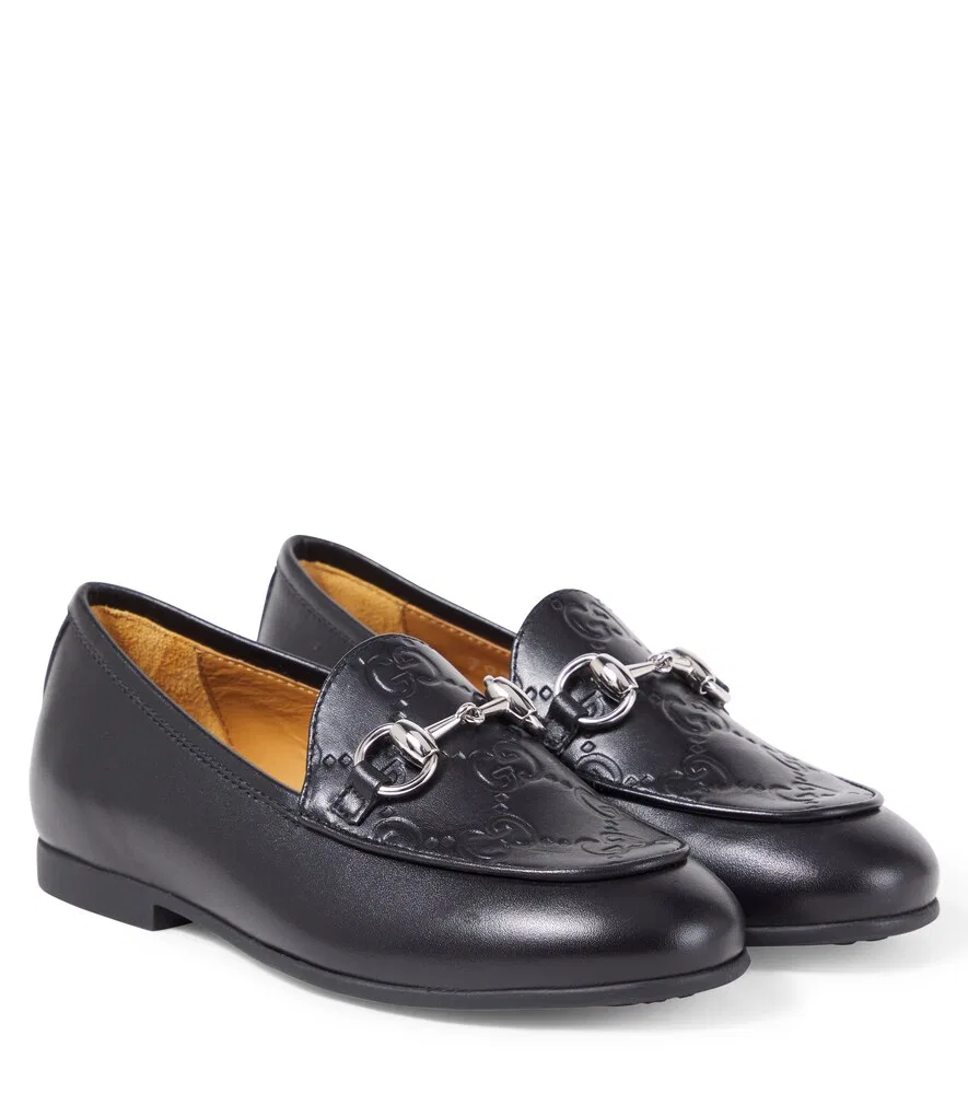 Кожаные лоферы GG Horsebit Gucci Kids, черный