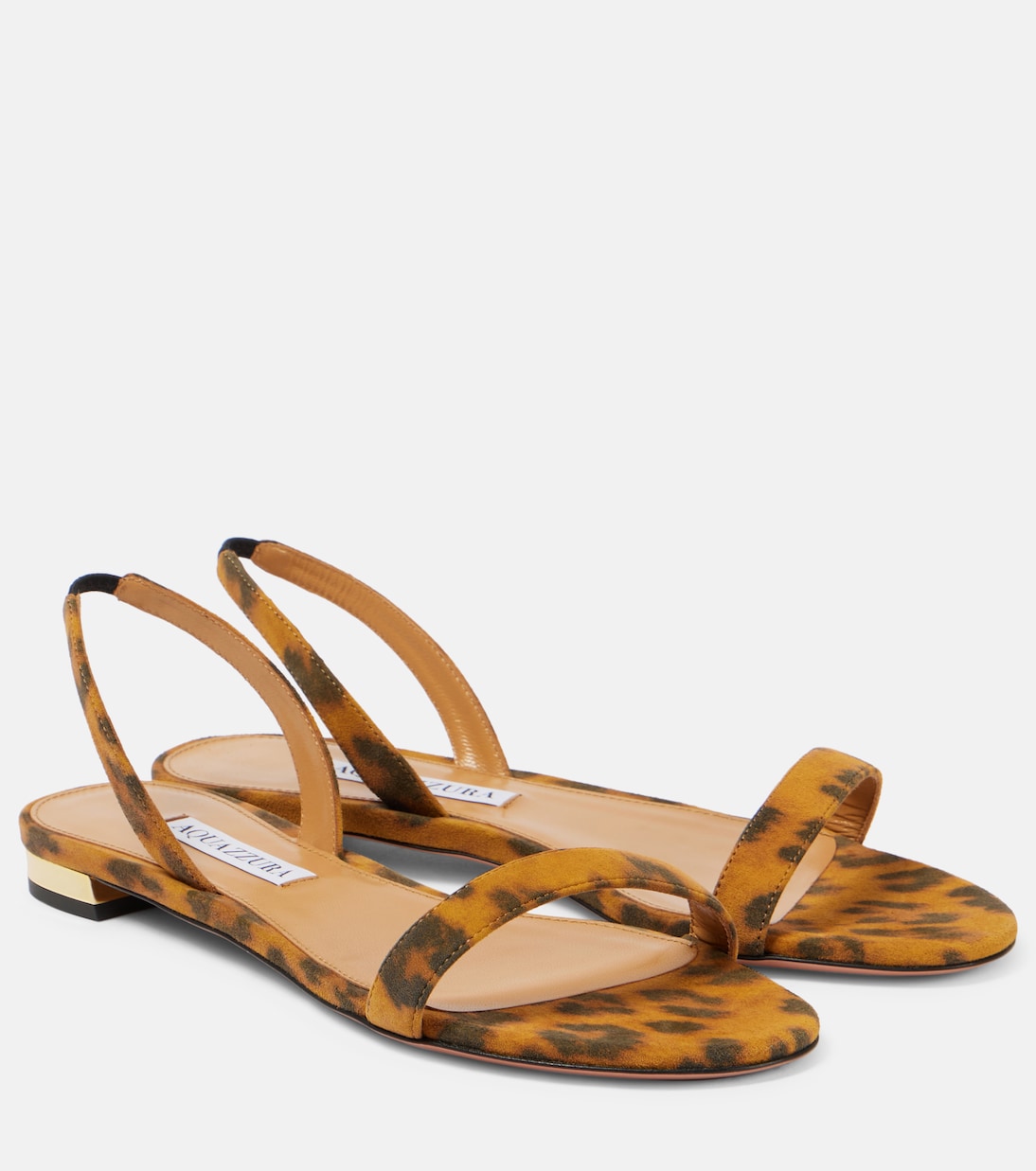 Замшевые сандалии с леопардовым принтом So Nude Aquazzura, Caramel