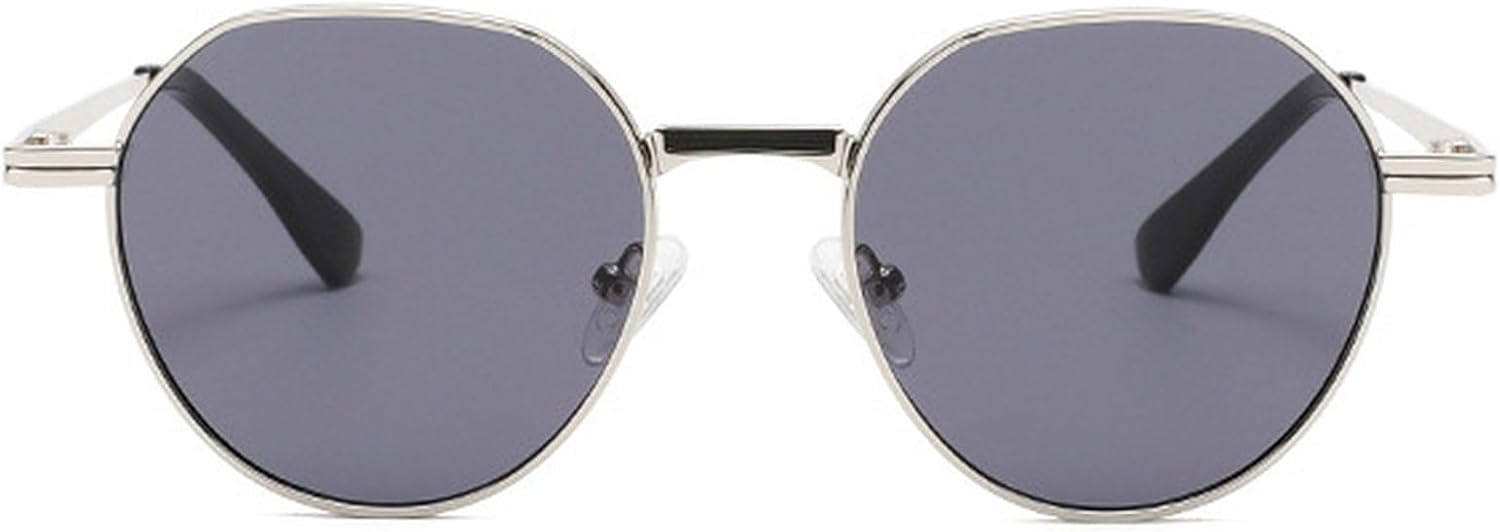 

Винтажные металлические солнцезащитные очки для женщин, круглые солнцезащитные очки для мужчин, роскошные панк-солнцезащитные очки с защитой от УФ-излучения UV400, модные солнцезащитные очки mincl, Silver Gray