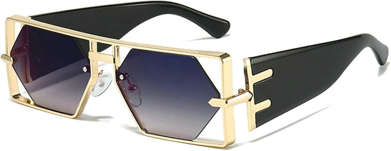 

Willochra Уникальные солнцезащитные очки Y2K для женщин и мужчин, роскошные прямоугольные металлические панк-очки, нестандартная форма, защита от ультрафиолета UV400, C5