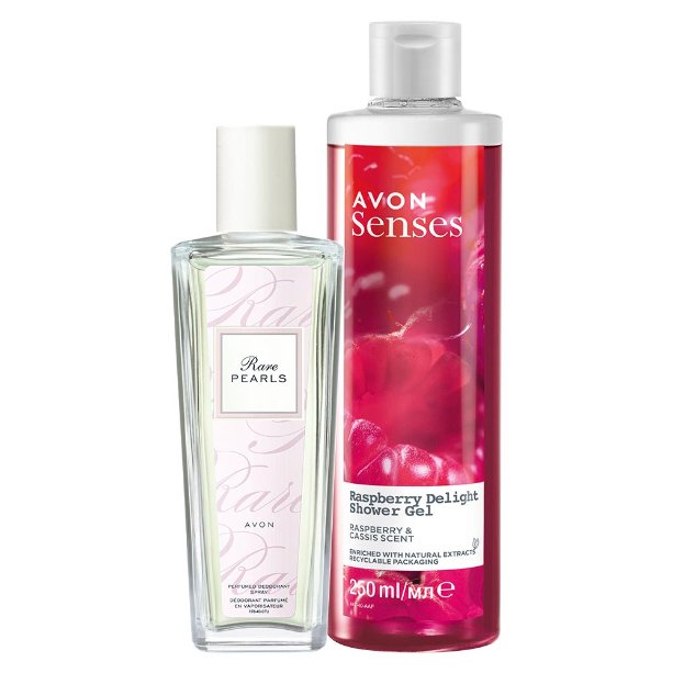 

НАБОР ИЗ 2 КОСМЕТИЧЕСКИХ СРЕДСТВ AVON RARE PEARLS SPRAY 75 МЛ + 250 МАЛИНОВЫЙ ГЕЛЬ