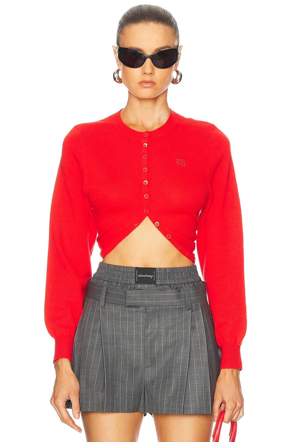 

Кардиган с разрезом и длинными рукавами Alexander Wang, Fiery Red