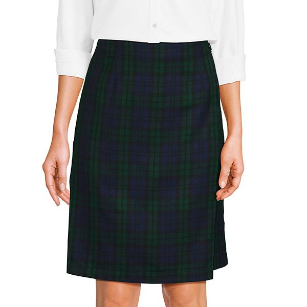 

Женский клетчатый юбка-шорты A line Lands' End, Navy Green Plaid