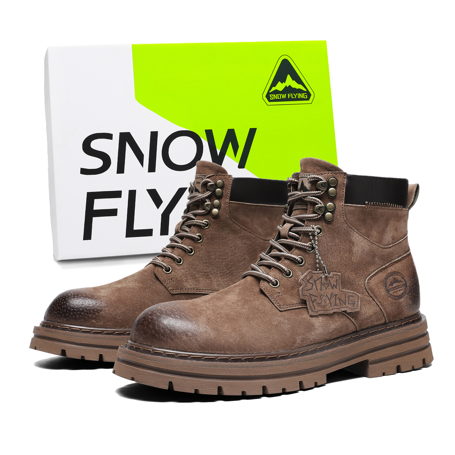 

SNOW FLYING Зимние тактические ботинки коллекции короткие мартинсы унисекс тёмный кофе (подвеска классик), цвет Dark Coffee ( Pendant Classic )