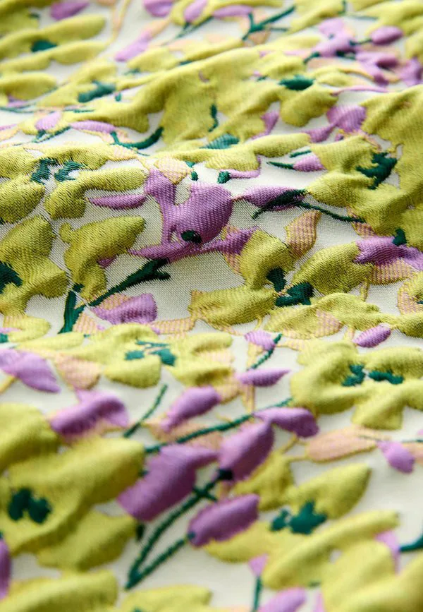 Платье-Мини без рукавов с бантом спереди, облегающего силуэта. Next, Yellow Floral Jacquard — фото 3