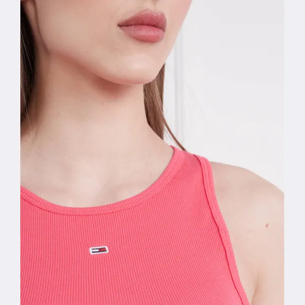 Топ tjw Essential в рубчик, облегающий крой Tommy Hilfiger, розовый — фото 4