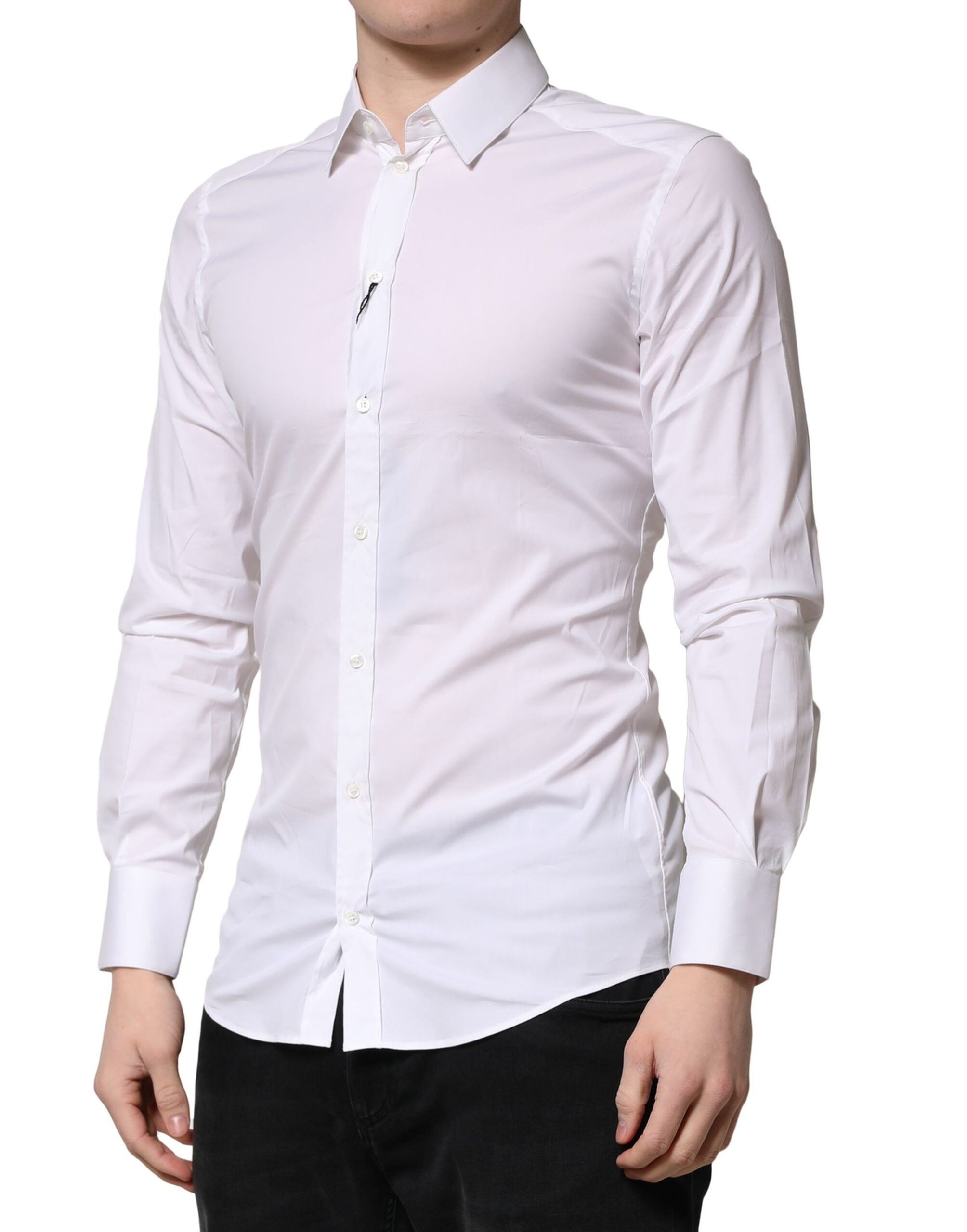 Белая хлопковая мужская рубашка для торжественных случаев Dolce & Gabbana, White — фото 2