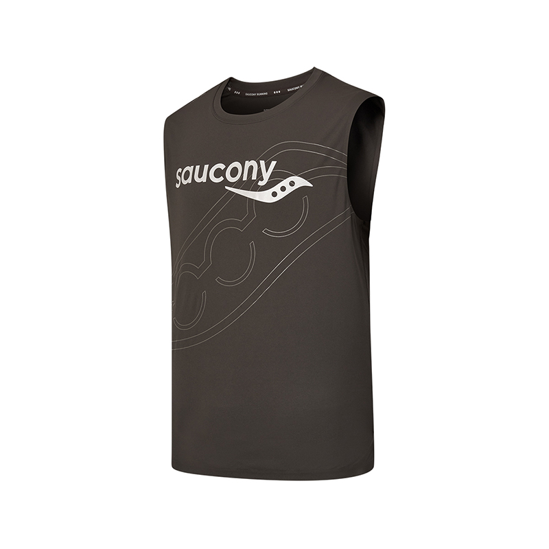 

Футболка-майка мужская грязевого цвета Saucony, черный